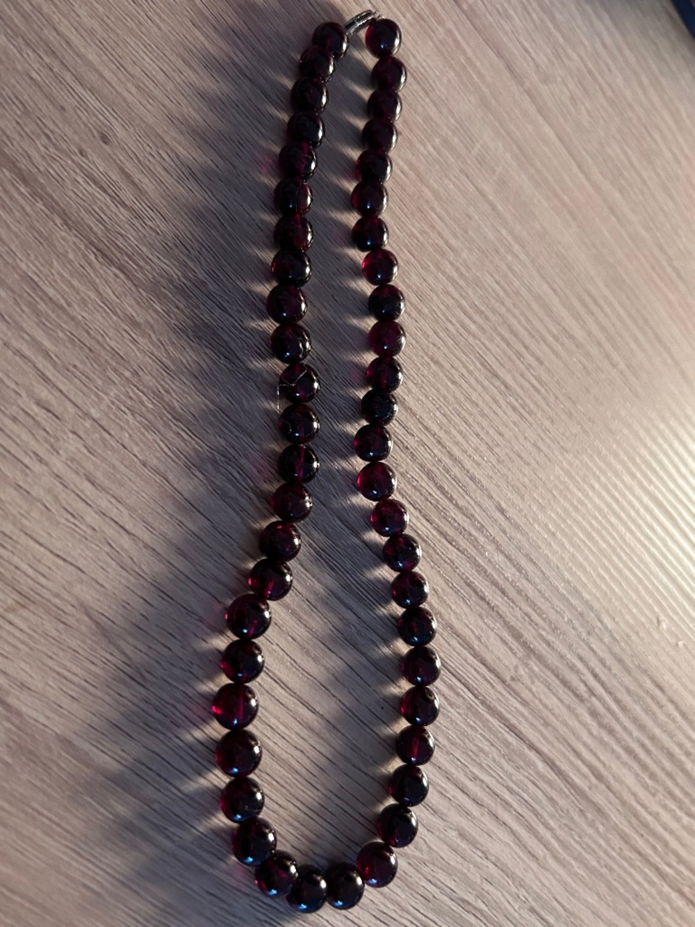 Garnet Beaded Necklace 10K Clasp 17 Inch 47 Grams Estate Vintage